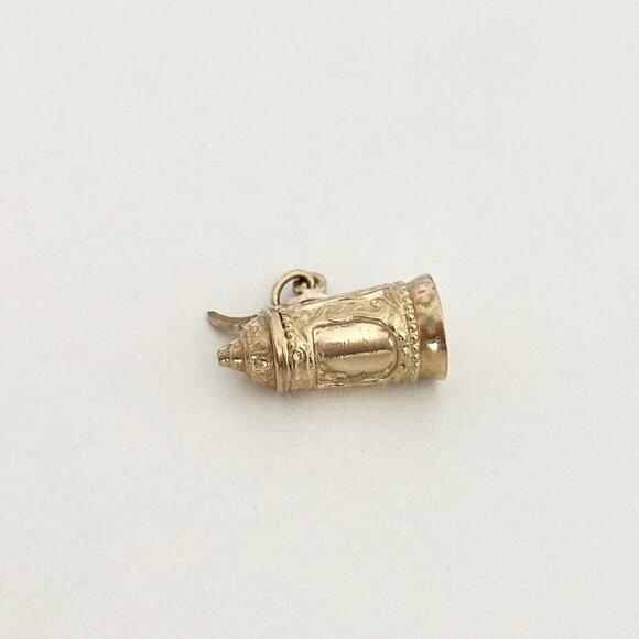 Vintage 9K Yellow Gold Movable Mechanical Beer Stein Cup 3D Charm Pendant - Picture 4 of 12